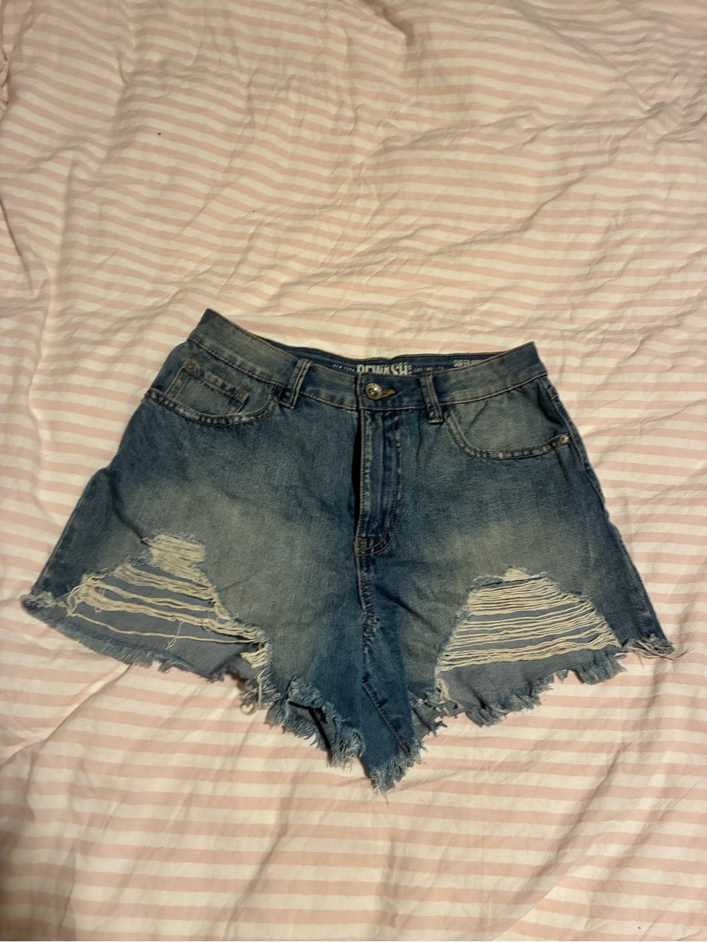 Rewash Distressed Blue Denim Jean Shorts